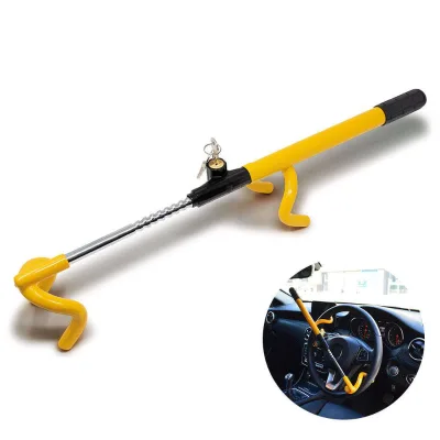 Universal Adjustable Anti-Theft Steering Wheel Lock Bar Double Hook Vehicle Car Security for Vehicles Trucks Vans SUVs