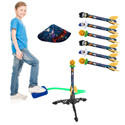 HUANUO Outdoor Toys Party Game 6 Foam Rocket and  Launcher Pad Rocket Launcher for Kids
