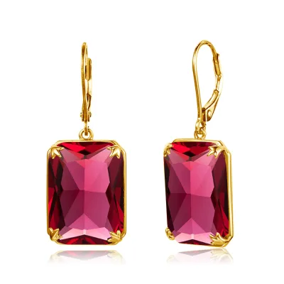18k Gold Dropshipping Jewelry Plated Ruby Earrings Women 925 Sterling Silver Earring