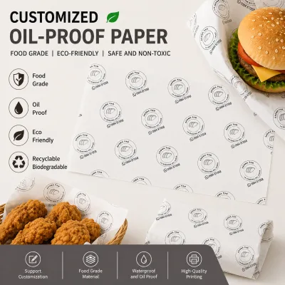Custom Disposable Waterproof Oil Proof Food Grade PE Coated Paper Hamburger Fried Chicken Sandwich Cake Bread Wrapping Sheets