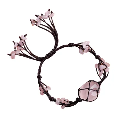Wholesale Handmade Natural Gemstone Amethyst Rose Quartz Aventurine Crystal Chips Tumbled Stones Love Theme Bracelet Crystal