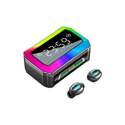 2023 Hot Selling GQ-03 Wireless Earbuds Handfree 9D Stereo Sports Gaming Earphones with Clock Week LED Display