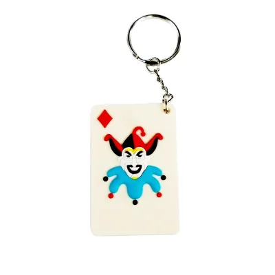 Custom Logo Cartoon Key Chain Pvc Embossed Poker Cards Rubber Keychains 2d 3d Soft Pvc Keychain Anime Character Keyring