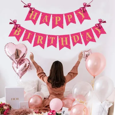 Happy Birthday Banner Sign Birthday Party Supplies Birthday Decorations Beautiful Swallowtail Flag for Children Baby Shower