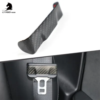 Hign Quality Interior Part Seat Belt Cover 2 Pcs Dry Carbon Fiber for Tesla Model 3