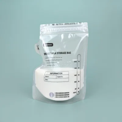 BPA-Free 250ML Large Capacity Plastic Breast Milk Storage Bags Stand-Up Design with Thermal Sensor Print