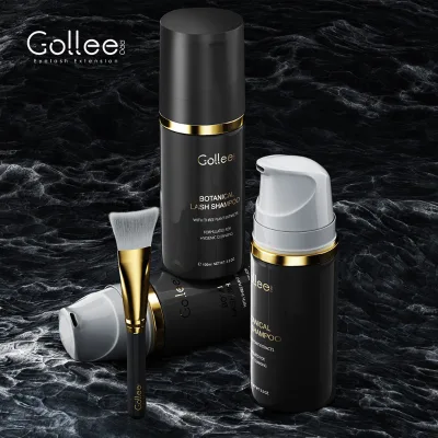 Gollee Wholesale Natural Style Foam Eyelash Extension Bath Shampoo Private Label Msds Inspection False Eyelashes for Cleansing
