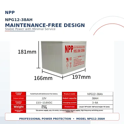 Reston Ultra-long Life NPP Lead-acid Maintenance-free Colloid Battery NPG12-38 12V38AH Ship Railway Power Supply Special Battery