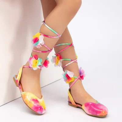 zhu Girls flower  Shoes Summer Performance   Non-slip Comfortable party princess shoes