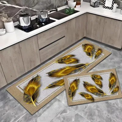 Custom Design Welcome Colorful Recycled Polyester Anti slip Kitchen Mat Set Tappeto Cucina