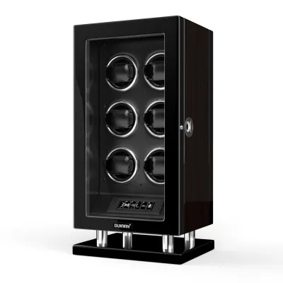 Luxury 6 Slots Vault Watch Organizer Watch Winder Telescopic Pillow LED RGB Light Strong Box Watch Winder