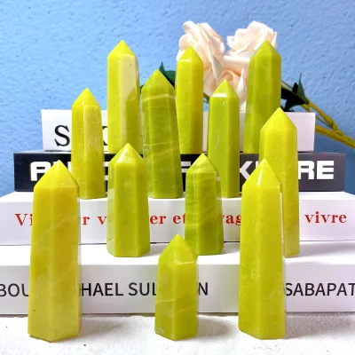 Bulk Wholesale Smooth Polished Light Green Lemon Jade Crystal Towers for Home Decor Gifts
