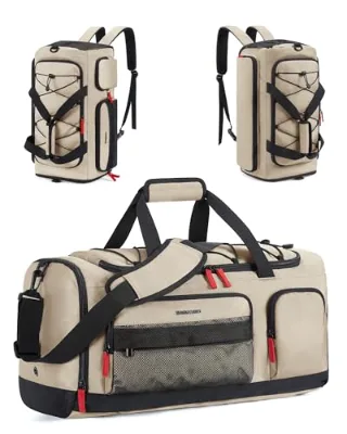 Unisex Fitness Sports Travel Luggage Backpacks with Shoe Laptop Compartments Waterproof Hand-Held Design Polyester Fixed Casters