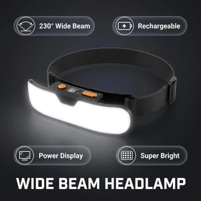 2000 MAh Rechargeable LED Headlamp Super Bright 230 Wide Beam 3 Mode Dimmable Flashlight ABS Material for Adults Camping