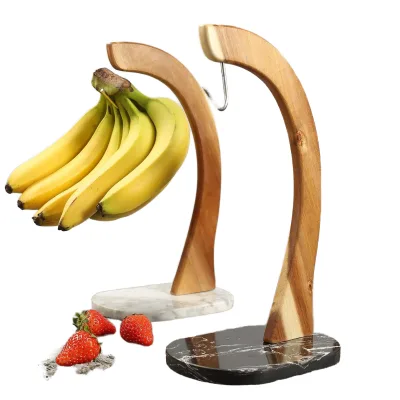 Hot Selling Fruit Preservation Stand up Bamboo Wood Banana Hanger & Display Stand Multifunction Kitchen Food Hanger