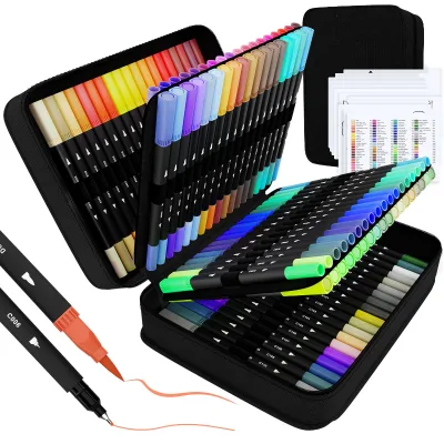 100 Artist Colors Doodling Brush Tip Pens Drawing Lettering Calligraphy Markers Fineliner Pen Set