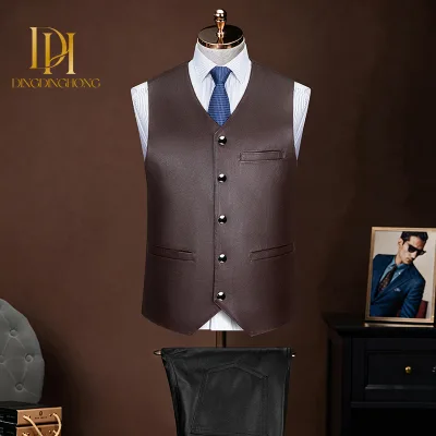 High-endTop Vest for MenV Neck Sleeveless WaistcoatOuterwear All SeasonsStyle ForMiddle-agedElderly Cowhide Vest