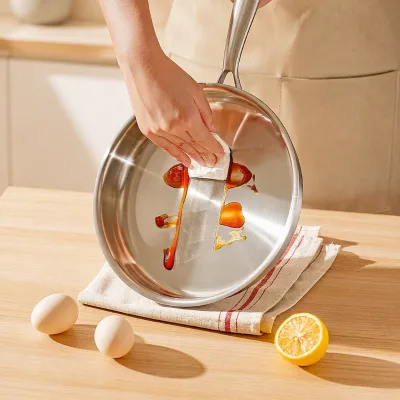 Premium Stainless Steel Omelette Pan Nonstick Composite Body Flat Bottom Skillet for Breakfast and Low-Oil Cooking