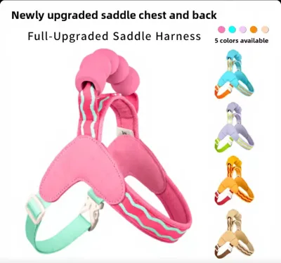 No Pull Dog Harness with Striped Scarf Breathable Fashion Vest with Padded Handle and Alloy D-Ring
