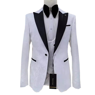 High Quality Fashionable Men's  Suit White Tuxedo for Wedding 3PC Set