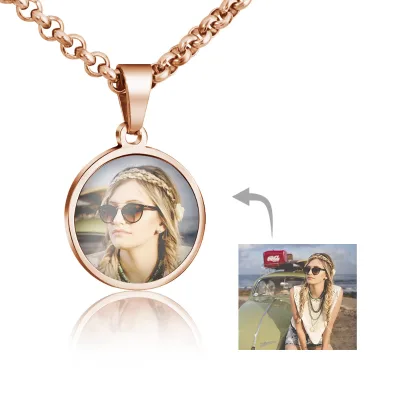 Qiuhan New Style Stainless Steel Customization Personalized Colorful Print Photo Necklace Anniversary Gift