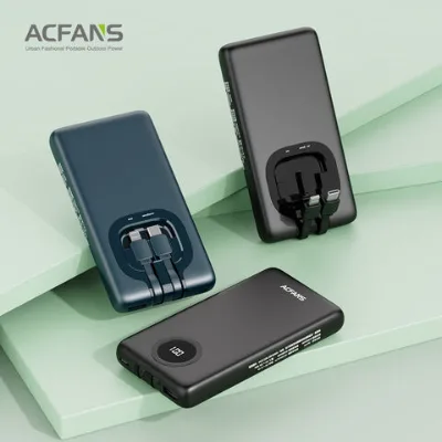 10000mAh Multifunctional Power Bank With Built-in Cables2 -in-1 Fast Charging Mini Power Bank
