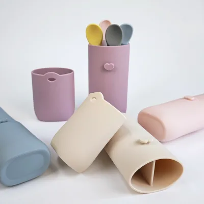 Dishwasher Safe Portable Silicone Cutlery Storage Bag BPA Free Silicone Utensil Organizer