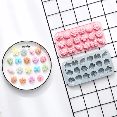 Different Shape 16 Cavity Candy Molds 18 Cavity Leaves Silicone Chocolate Molds BPA Free