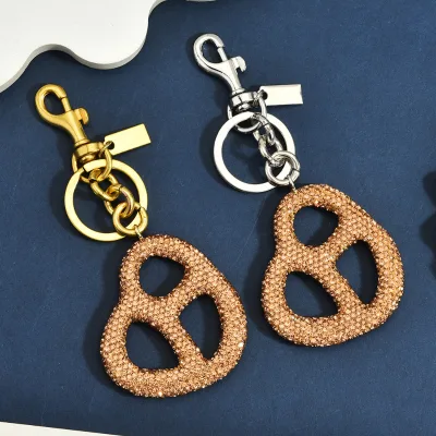 HECION Rhinestone Cookie Keychain Bag Charm Luxury Style Pendant Creative Handbag Accessory Fashion Key Ring Gift