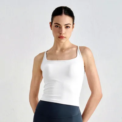 Bestseller Polyamide Women's Active Sports Tank Breathable Square Neck Sleeveless Gym Fitness Vest Racerback Yoga Tank Top