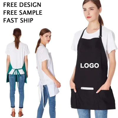 Custom logo Apron with Neck Strap  Kitchen Work Apron  Apron with Big Pockets  Durable Anti-stain Apron