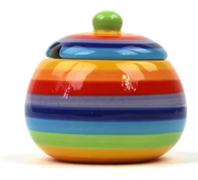 Ceramic Honey Pot  Striped Sugar Pot, Sugar Bowl, Ceramic Stoneware  Sugar Pot