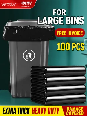 100 Pcs Extra Thick Black Trash Liners Large Capacity Heavy Duty Garbage Bags for Large Bins Commercial Waste