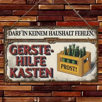 Vintage German Quote Wooden Hanging Sign, Rustic Farmhouse Wood Plaque, Laser Engraved Wooden Wall Ornament For Home Cafe Decor