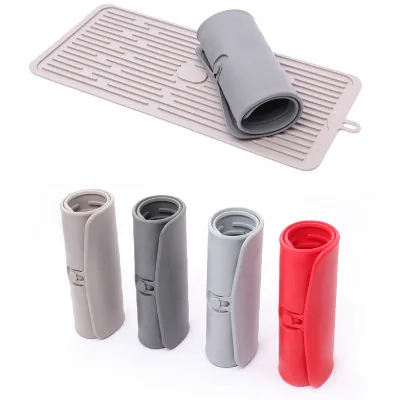 Silicone Dish Draining Mat Eco Friendly Dish Drying Mat Kitchen Counter Anti-Skid and Heat Insulation Pad Sink Drainer Mat