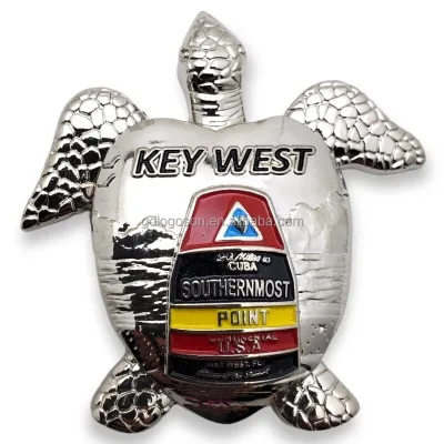 Custom Blank Silver Tortoise Shape Florida Key West Refrigerator Magnet Customized Metal 3D Sea Turtle Souvenir Fridge Magnet