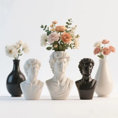 Greek Statue of David Vase - Head Bust VASE for Roman Home Decor - Greek Mythology Decor - Coffee Table Decor Gift & Crafts