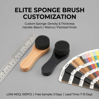 Factory Wholesale Custom Logo Wooden Handle Sponge Polishing Shoe Brush Long Handle Grip Portable Hanging Loop Decontamination