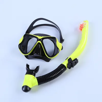 Black PVC Breathing Tube Snorkel Set with Liquid Skin Scuba Mask and Dry Top System