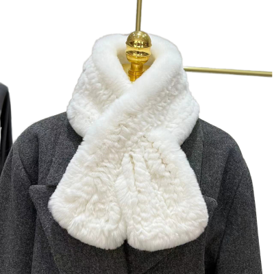 Fur Fashion Winter Real Fur Long Medium Scarves Muffler Hand Knitted Neck Warmer Rex Rabbit Fur for Women