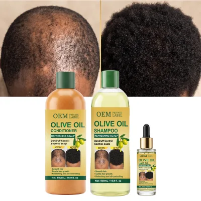 Wholesale Olive Oil Hair Care Set Shampoo Conditioner Serum for Dry Hair Frizz Control