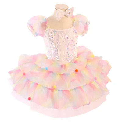 Comfortable Polyester Princess Dress Adorned with Platinum - Dot Sequins - Fit for Stage Shows