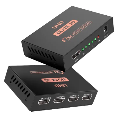 OEM 4 Port HDTV Audio Video Splitter 1x4 3D 4K/1080P with USB Cable for PS5 Xbox DVD