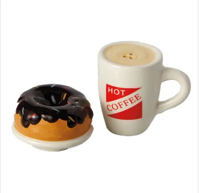 Coffee & Doughnut Ceramic Salt and Pepper Shakers