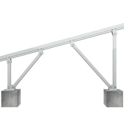 One Rack with Two Concrete Block Ground Solar Mountings