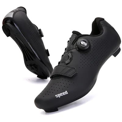 Pure Black Anti-Slip Cycling Sports Shoes Hard-Soled Wear-Resistant for Winter Summer Spring-for Mountain Road Bike Riding