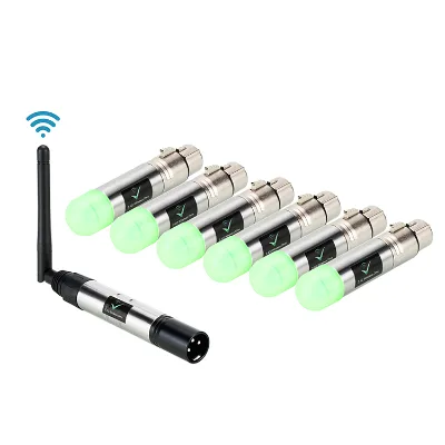 AEGEO 1PC 2.4G DMX 512 Transmitter with 6PC Receiver 400-500m Range 1-Year Warranty for LED Stage Lighting