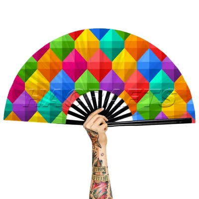 33 cm Hot Sale Bamboo Veil Silk Hand Fan for Taichi Folding Large Clack Fans