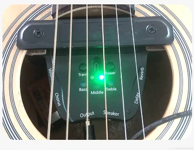 Plus Tremolo Sound Hole Pickup with Reverberation Delay Chorus Speaker Easy Installation and Arbitrary Adjustment