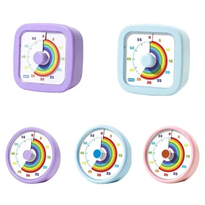Cartoon Timer 60 Minute Visual Rainbow Countdown Alarm Clock for Learning Time Management and Kitchen Use